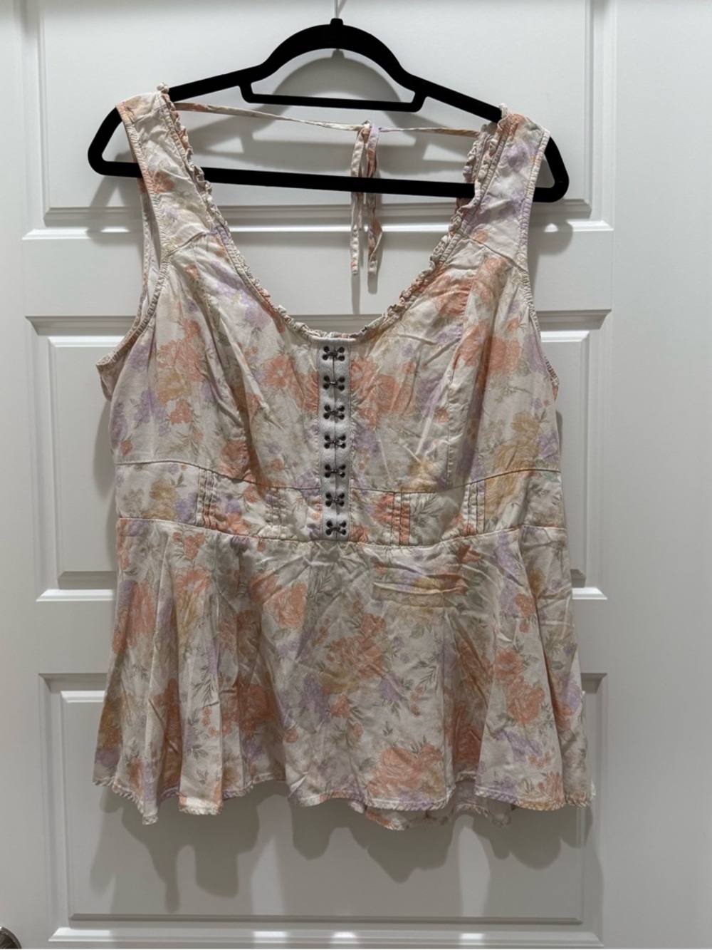 Torrid Babydoll Challis Corset Top in Lush Floral Dew 2X Corset Tie Back Tank - Picture 4 of 12